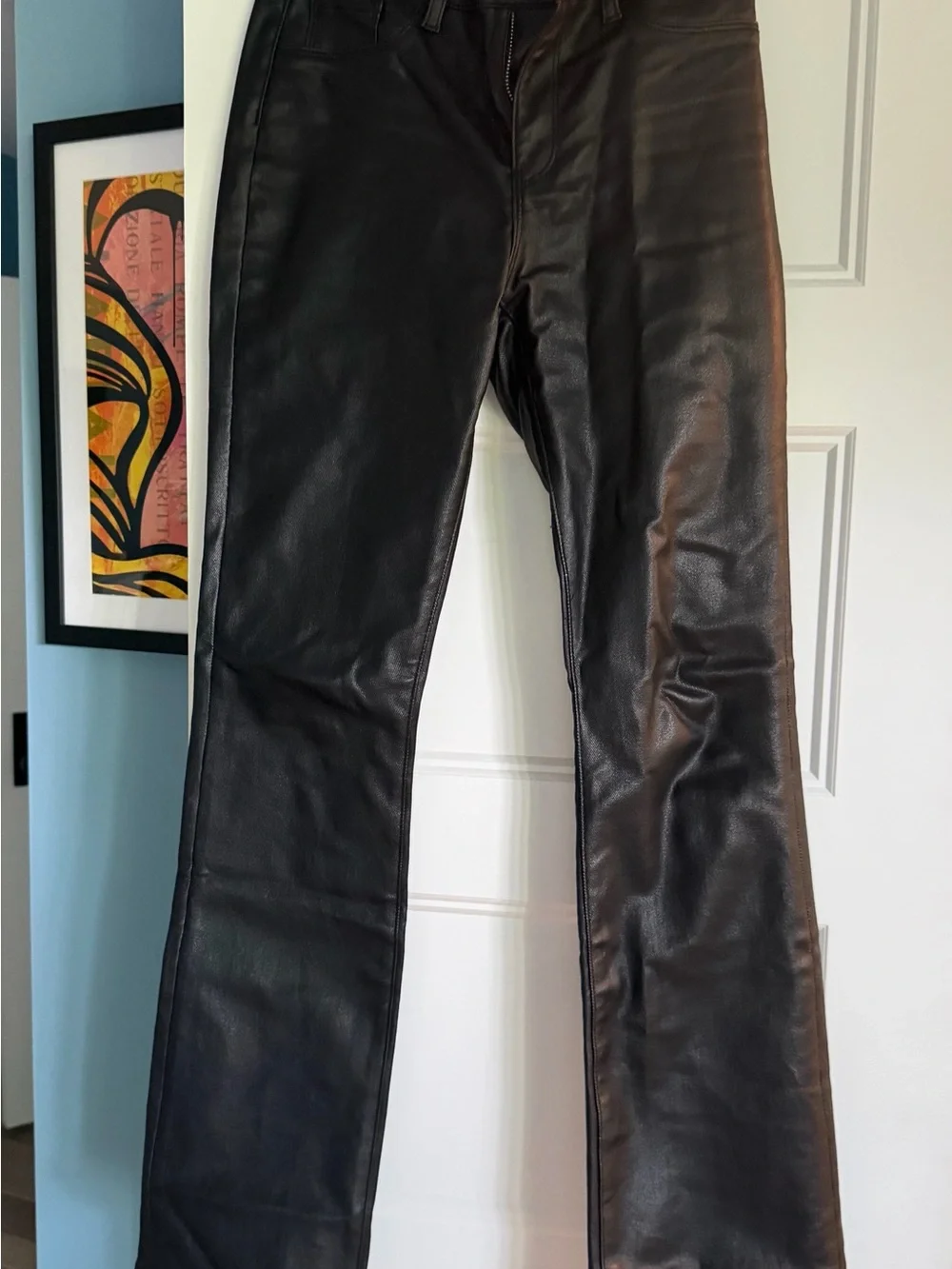 Noli Black Faux Leather Flare Jeans